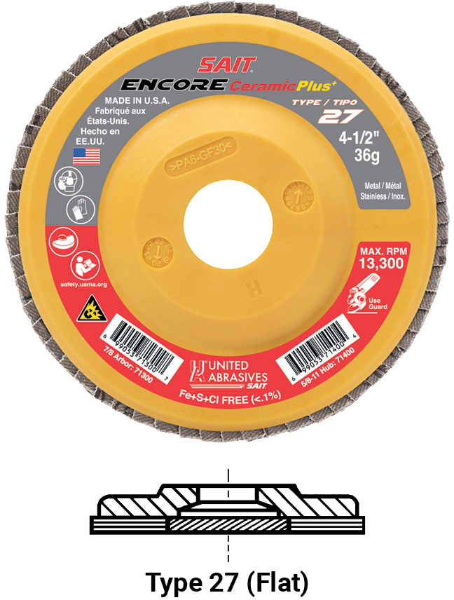 ENCORE CER+ T27 4-1/2x7/8 36X - Flap Discs